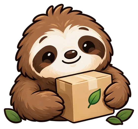 Quotchi hugging a delivery box
